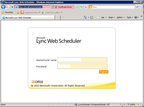 Lync Web Scheduler Login