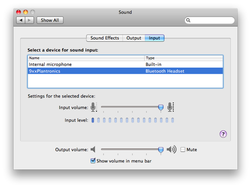 Audio input osx