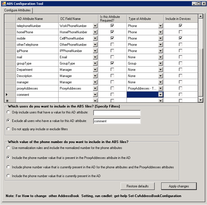 Lync ABS Configuration Tool